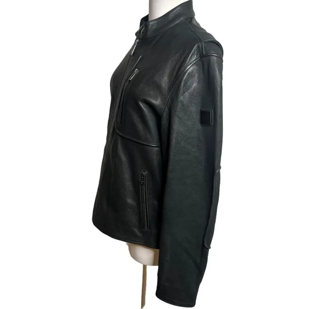 Belstaff Long Way Up Montana moto jacket Grain Leather black Sz 36